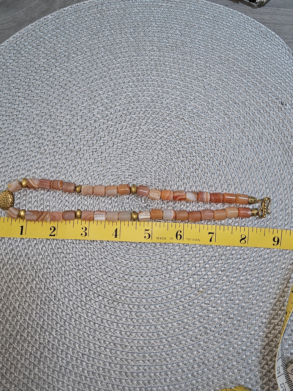 Gold Accent Peach Beaded Necklace - Picture 2 of 6